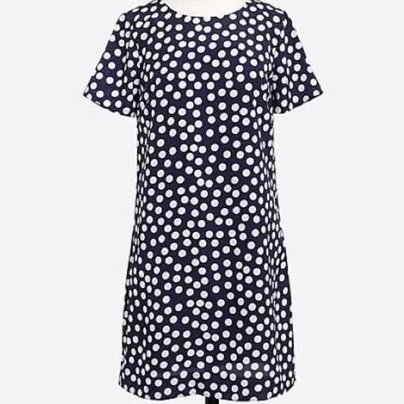 🪡J. CREW FACTORY 🪡POLKADOT CLASSIC SHIFT DRESS🪡 - Picture 2 of 8